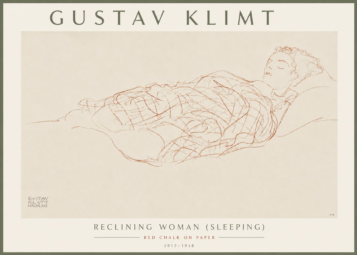 Klimt Reclining Woman (Sleeping) I No6 - Póster