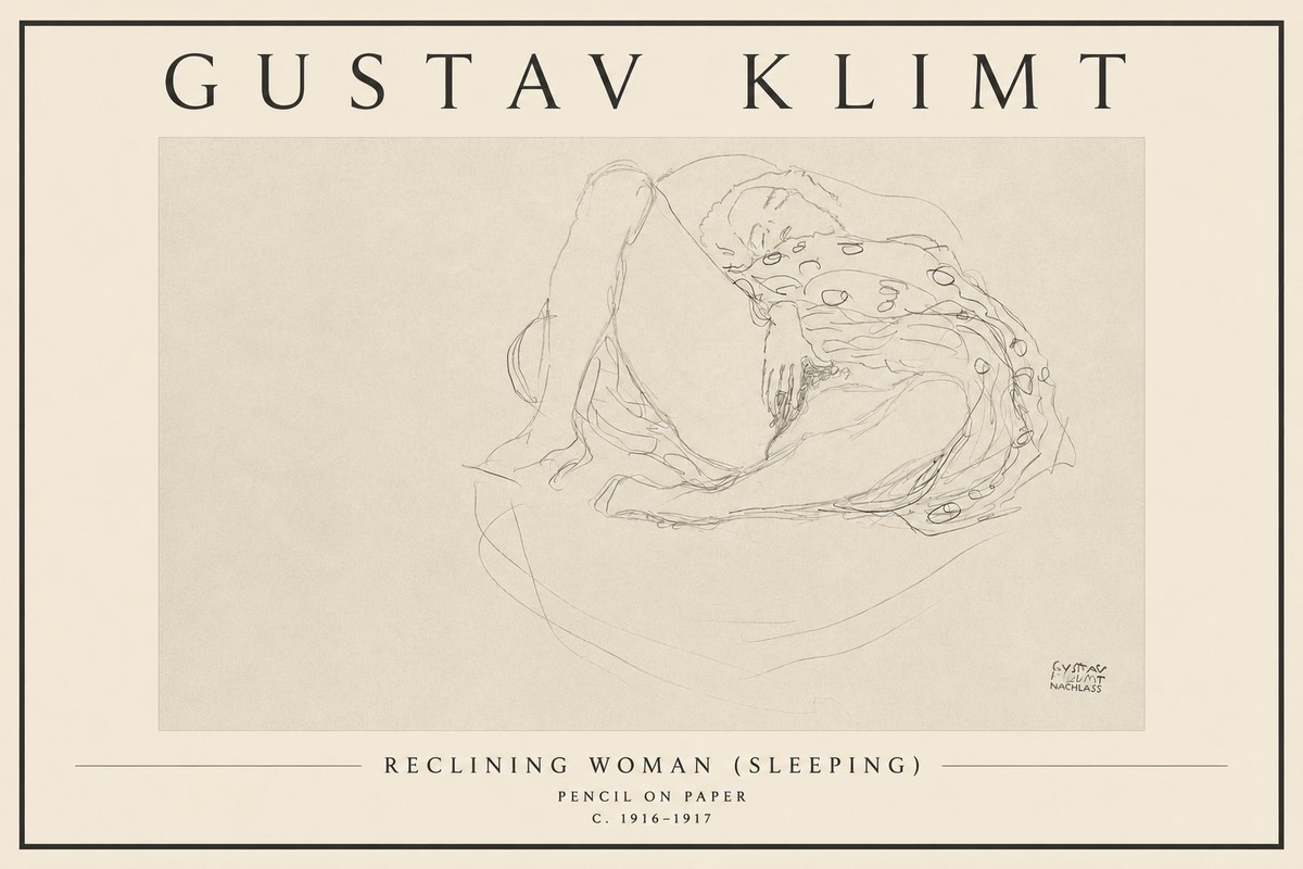 Klimt Reclining Woman (Sleeping) II No3 - Póster