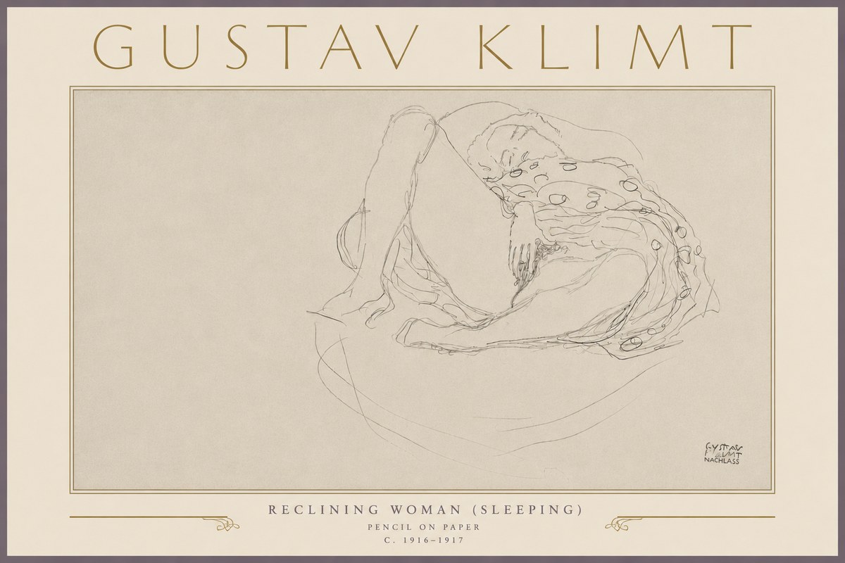 Klimt Reclining Woman (Sleeping) II No5 - Póster