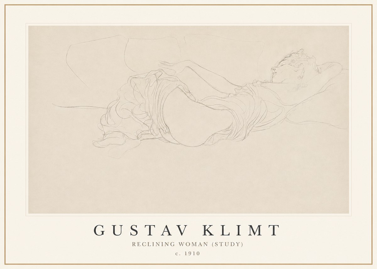 Klimt Reclining Woman (Study) No1 - Póster