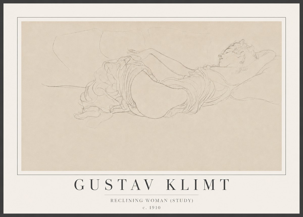 Klimt Reclining Woman (Study) No2 - Póster
