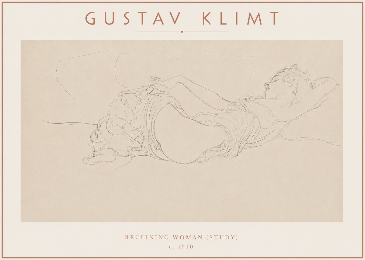 Klimt Reclining Woman (Study) No3 - Póster