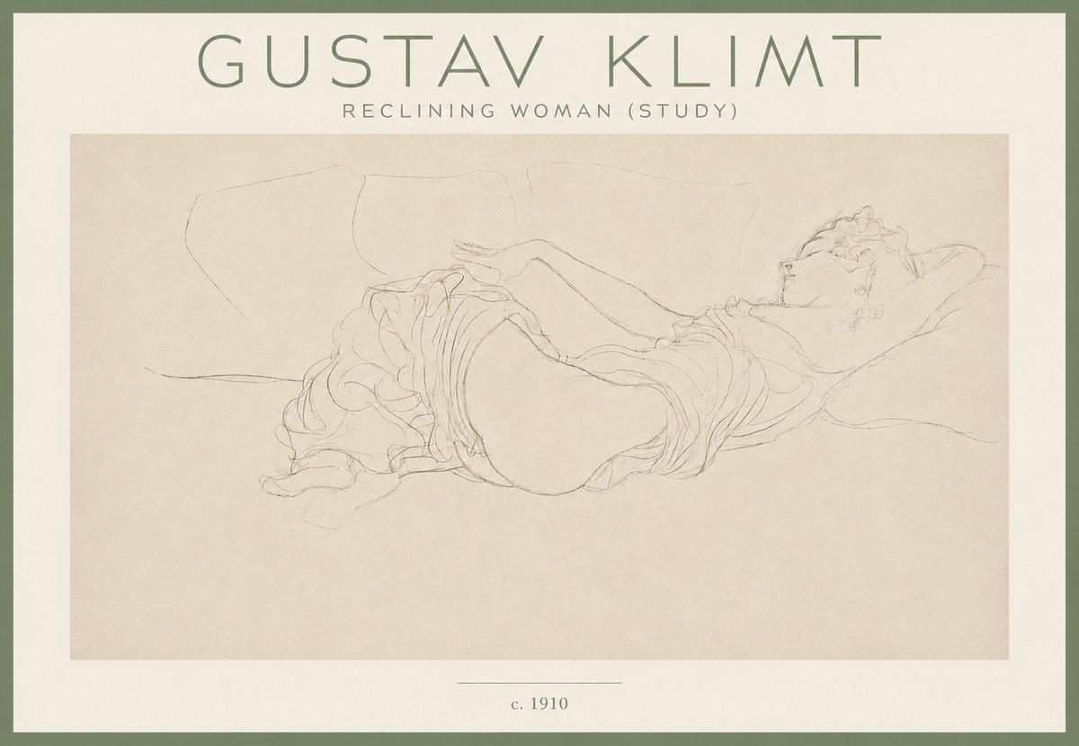 Klimt Reclining Woman (Study) No4 - Póster