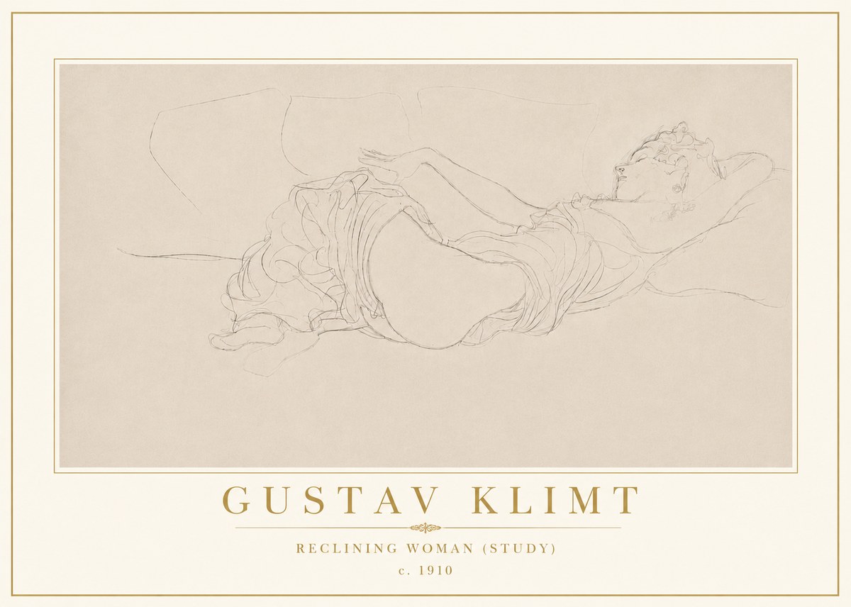 Klimt Reclining Woman (Study) No5 - Póster