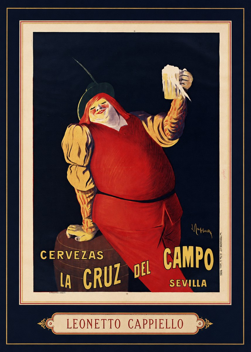 Leonetto Cappiello Cervezas La Cruz Del Campo No5 - Póster