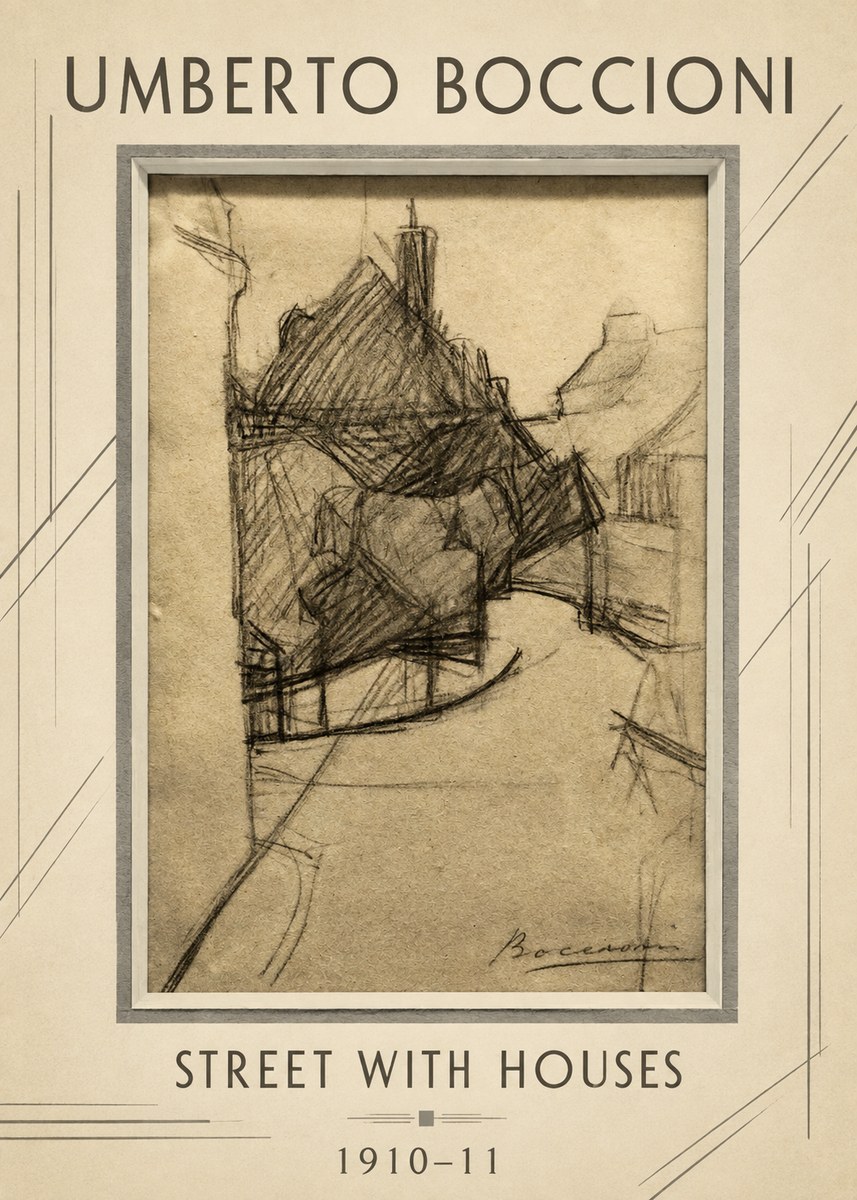 Umberto Boccioni Street with Houses No1 - Póster