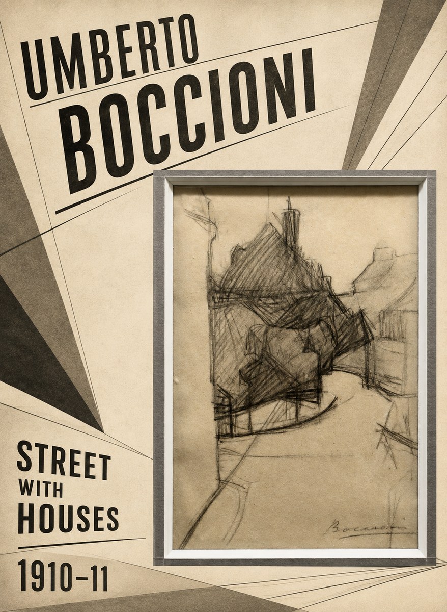 Umberto Boccioni Street with Houses No2 - Póster