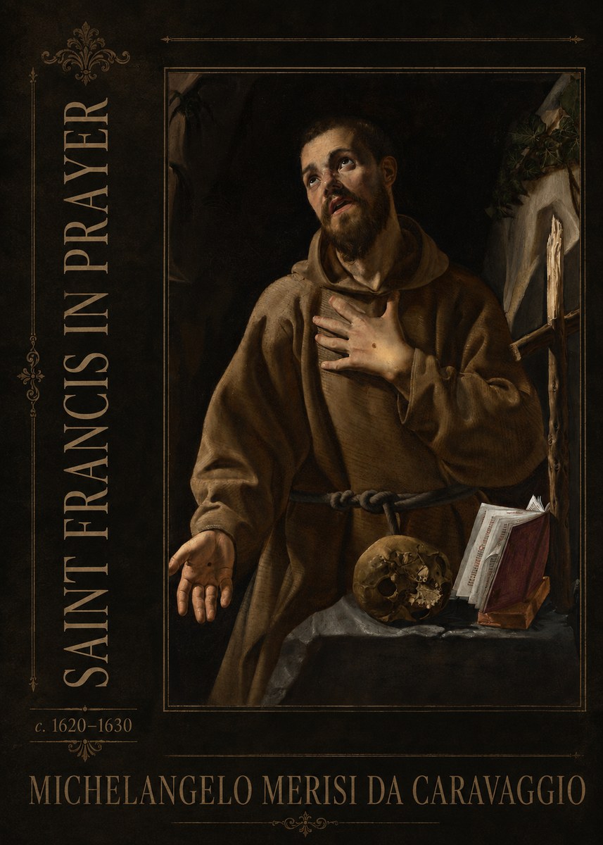 Michelangelo Merisi da Caravaggio Saint Francis in Prayer I No2 - Póster