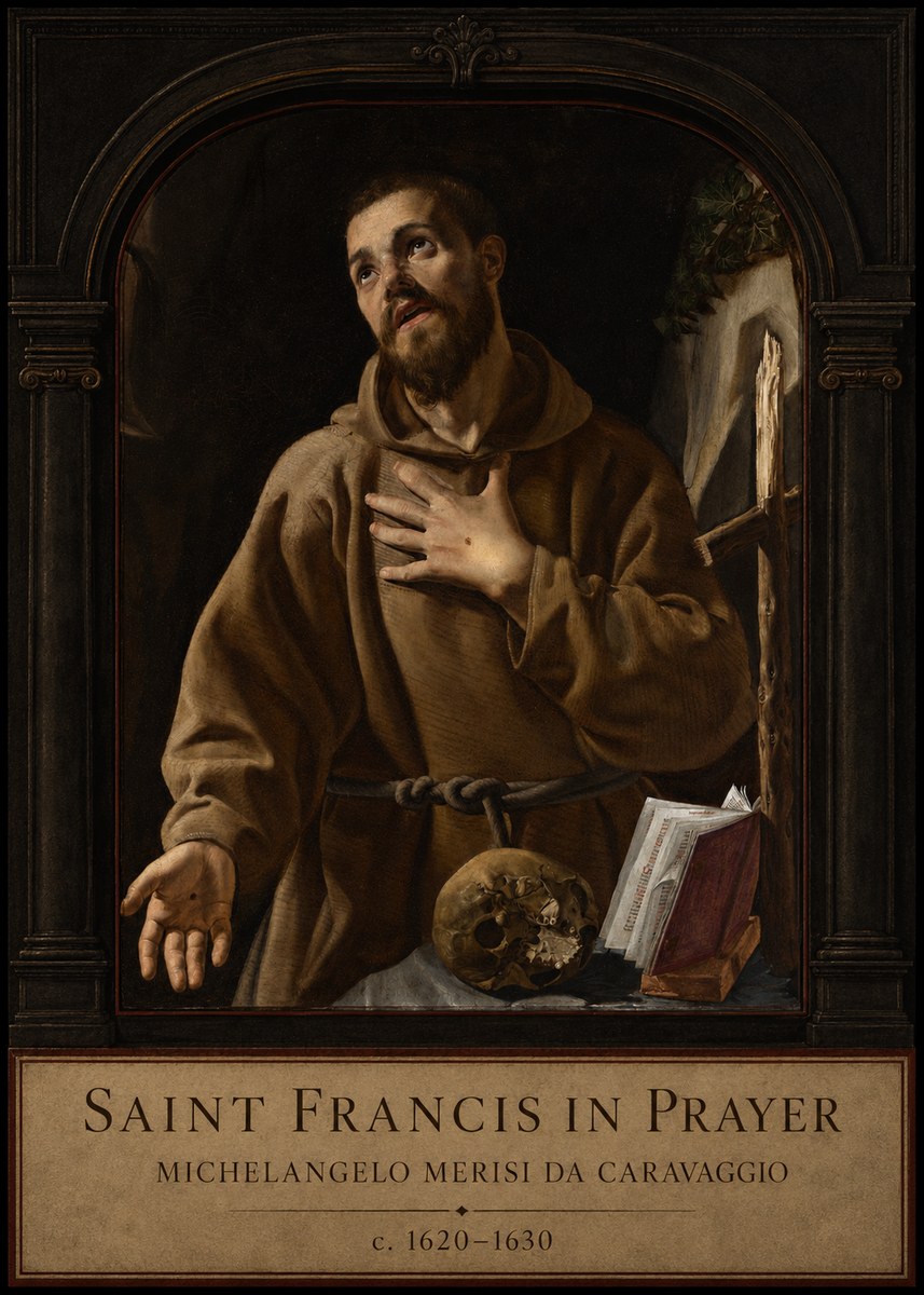 Michelangelo Merisi da Caravaggio Saint Francis in Prayer I No3 - Póster