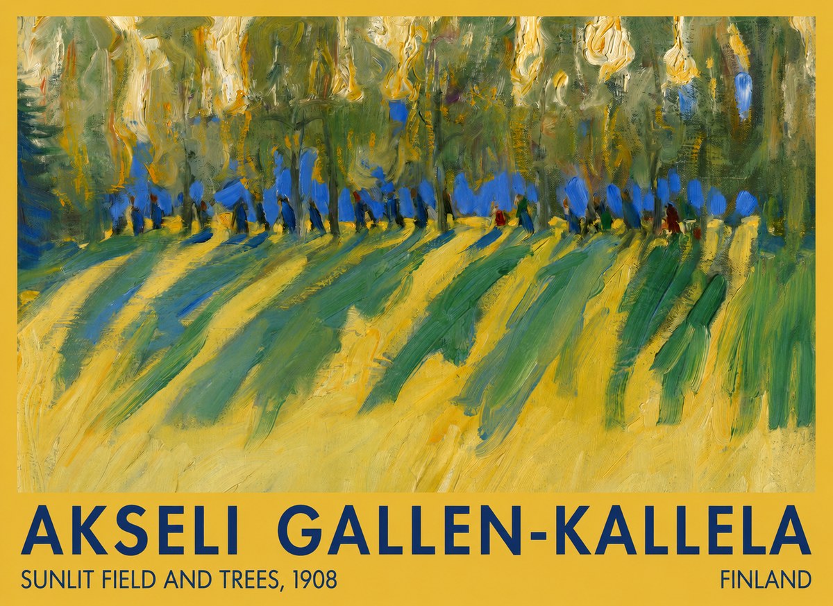 Akseli Gallen-Kallela Sunlit Field and Trees No1 - Póster