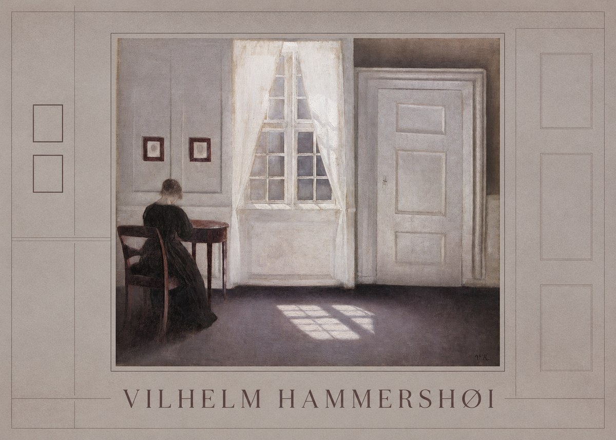 Vilhelm Hammershøi Interior with a Woman from the Back No1 - Póster