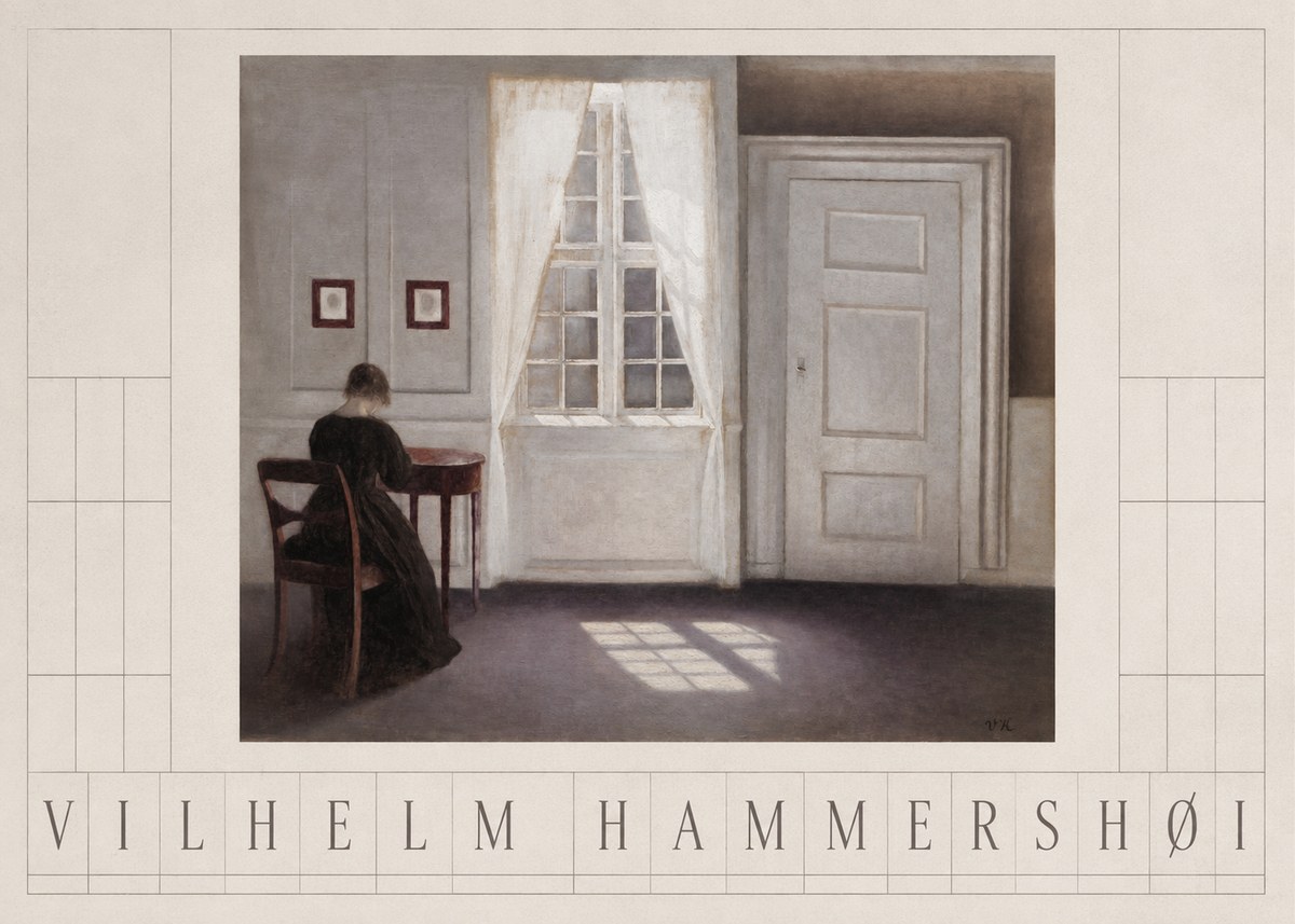 Vilhelm Hammershøi Interior with a Woman from the Back No3 - Póster