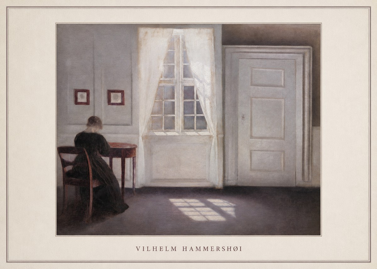 Vilhelm Hammershøi Interior with a Woman from the Back No4 - Póster