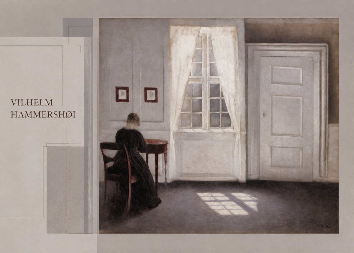 Vilhelm Hammershøi Interior with a Woman from the Back No5 - Póster