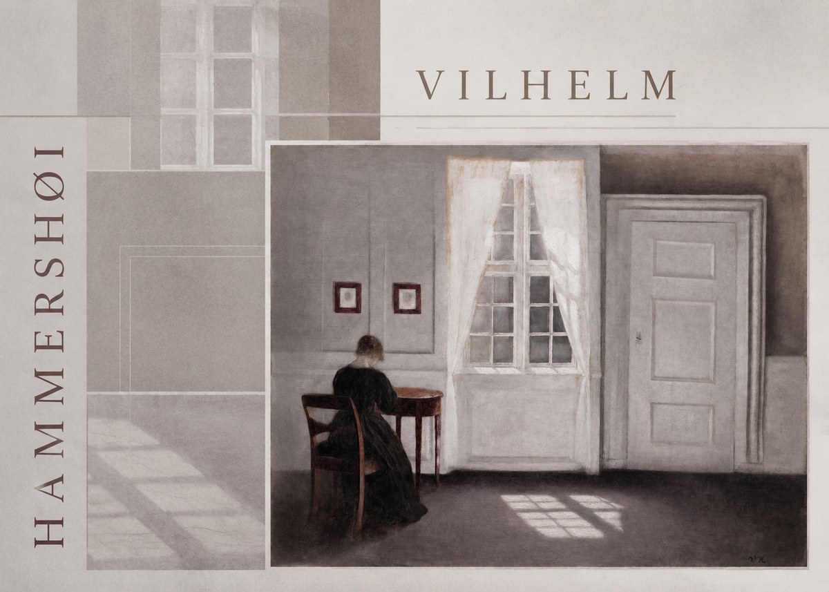 Vilhelm Hammershøi Interior with a Woman from the Back No6 - Póster