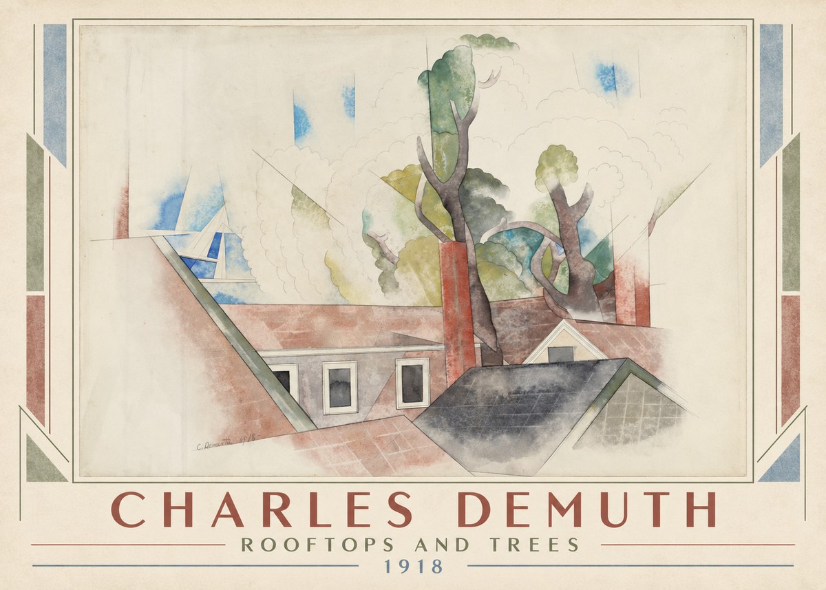 Charles Demuth Rooftops and Trees No1 - Póster