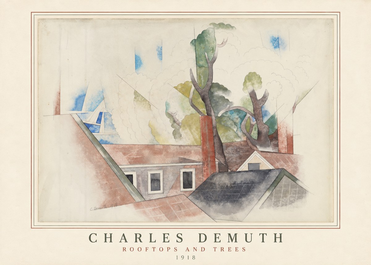 Charles Demuth Rooftops and Trees No3 - Póster