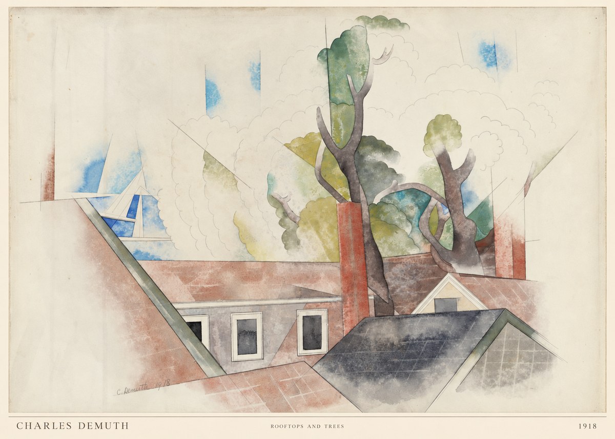 Charles Demuth Rooftops and Trees No6 - Póster