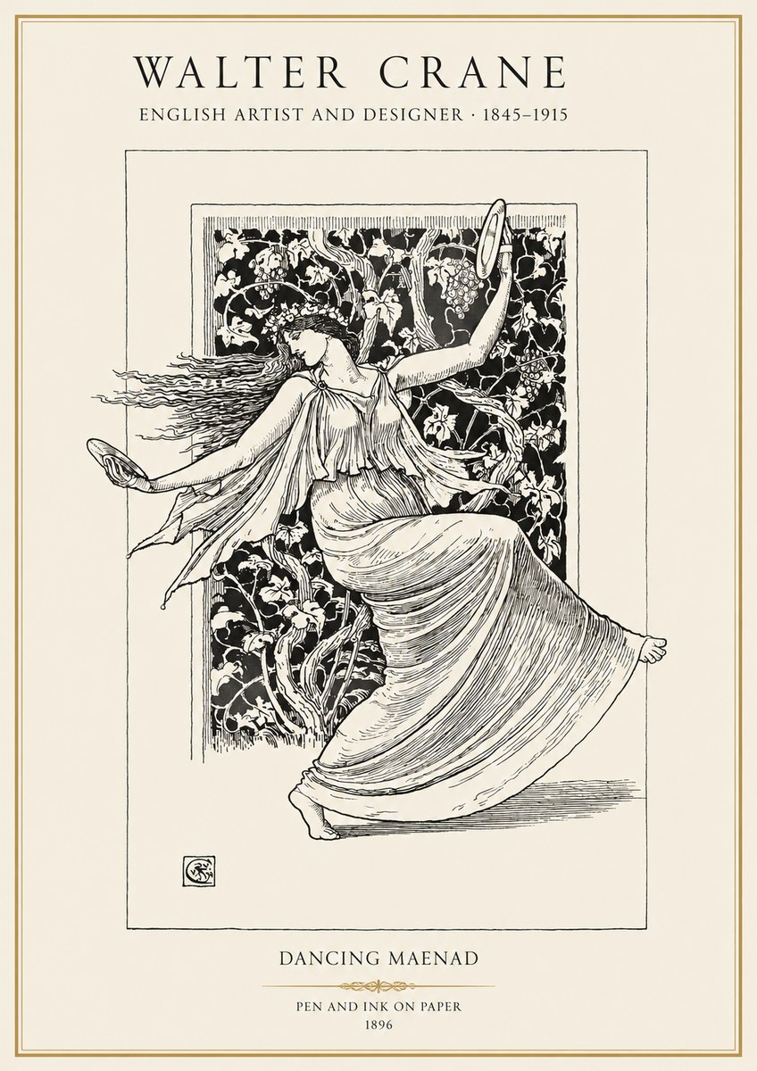 Walter Crane Dancing Maenad No1 - Póster