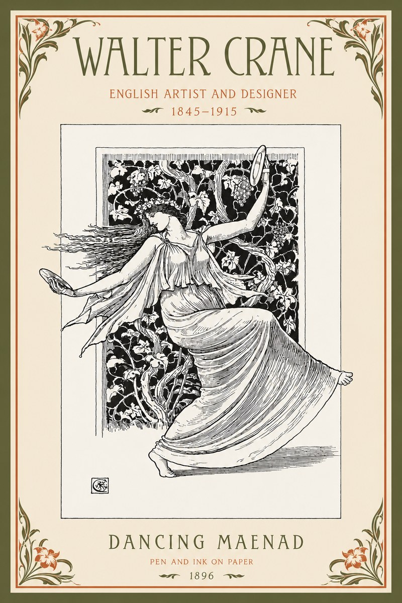 Walter Crane Dancing Maenad No2 - Póster