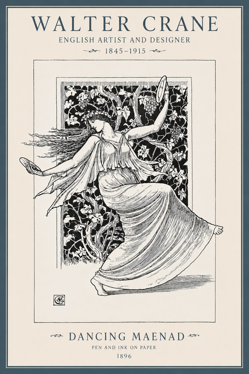 Walter Crane Dancing Maenad No3 - Póster