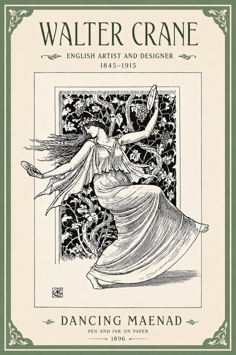 Walter Crane Dancing Maenad No4 - Póster