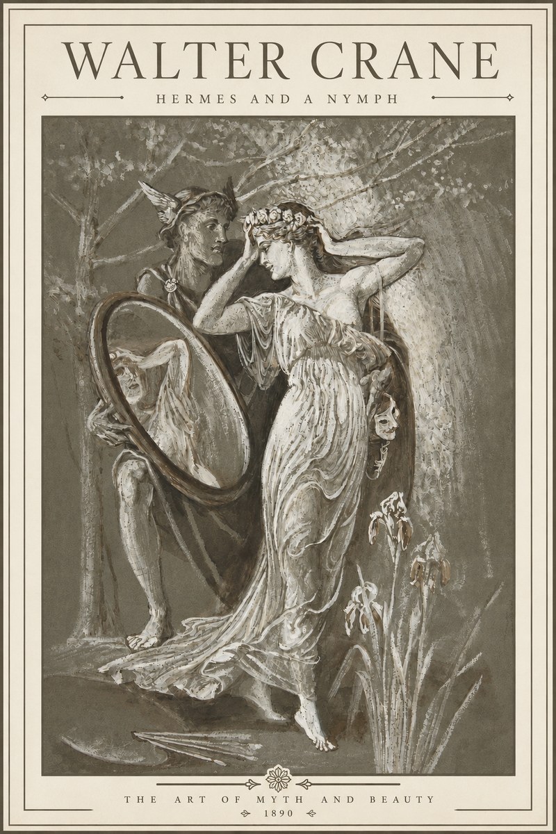 Walter Crane Hermes and a Nymph No3 - Póster