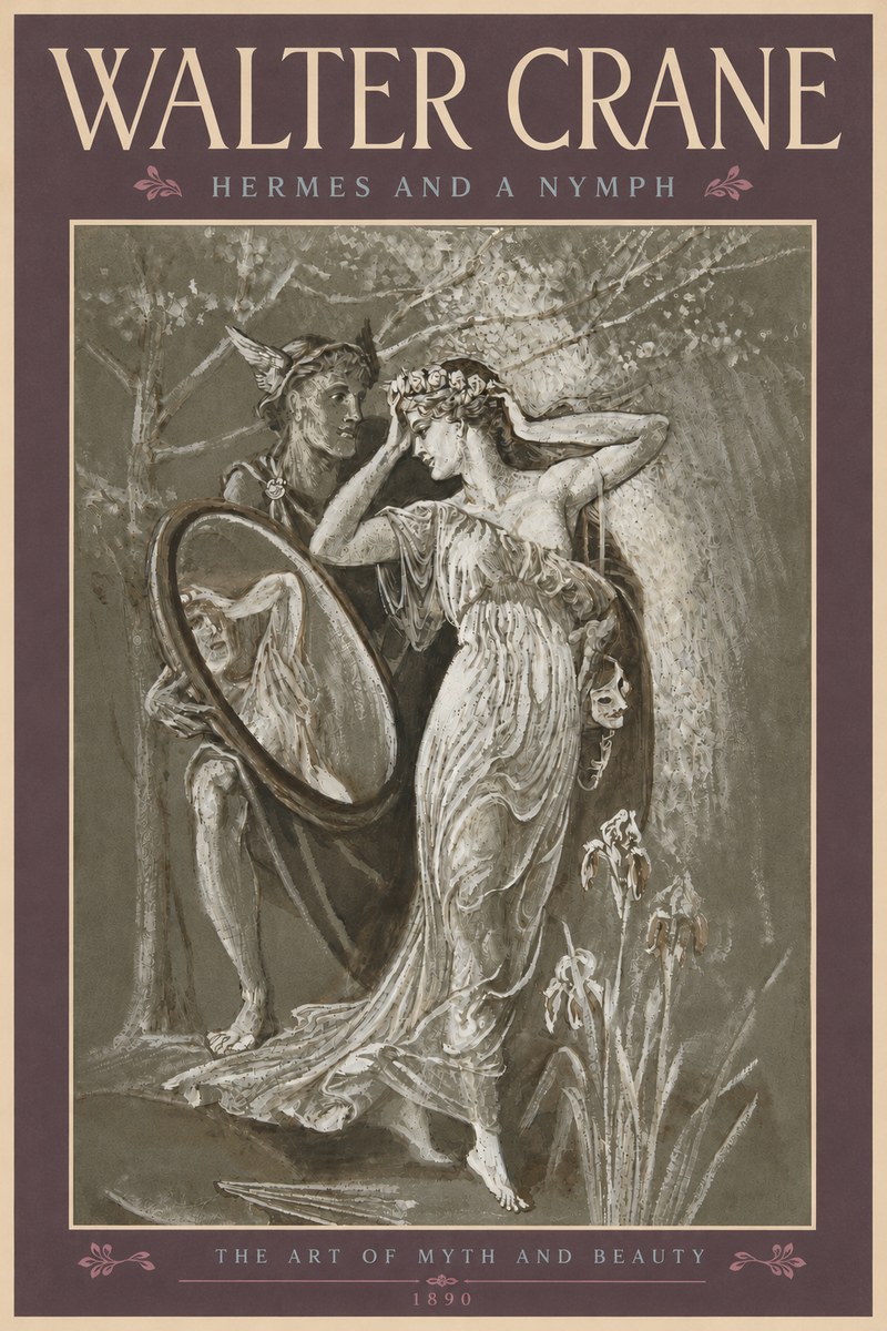 Walter Crane Hermes and a Nymph No5 - Póster