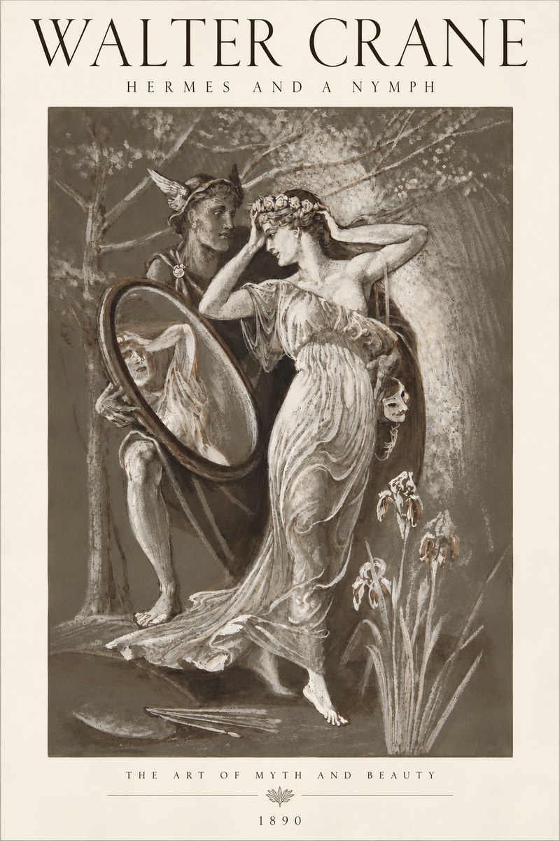 Walter Crane Hermes and a Nymph No6 - Póster