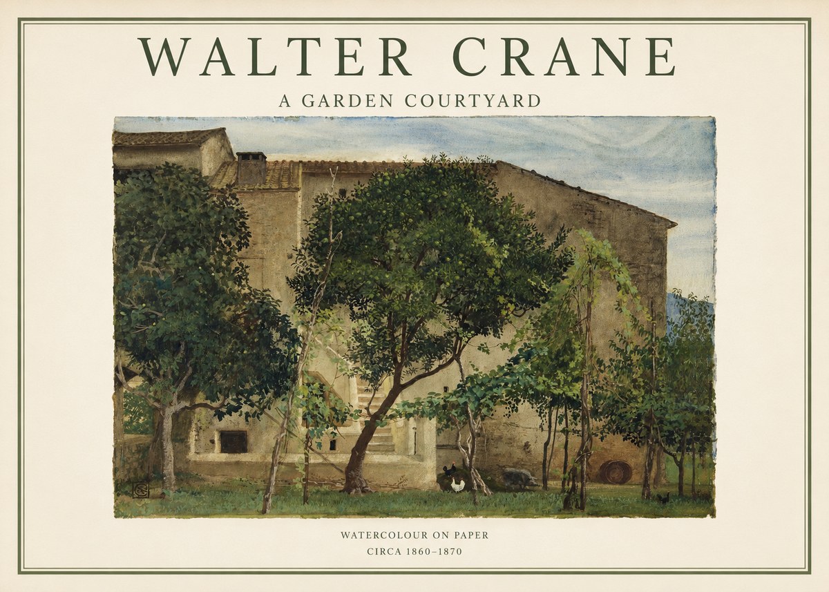 Walter Crane A Garden Courtyard No1 - Póster