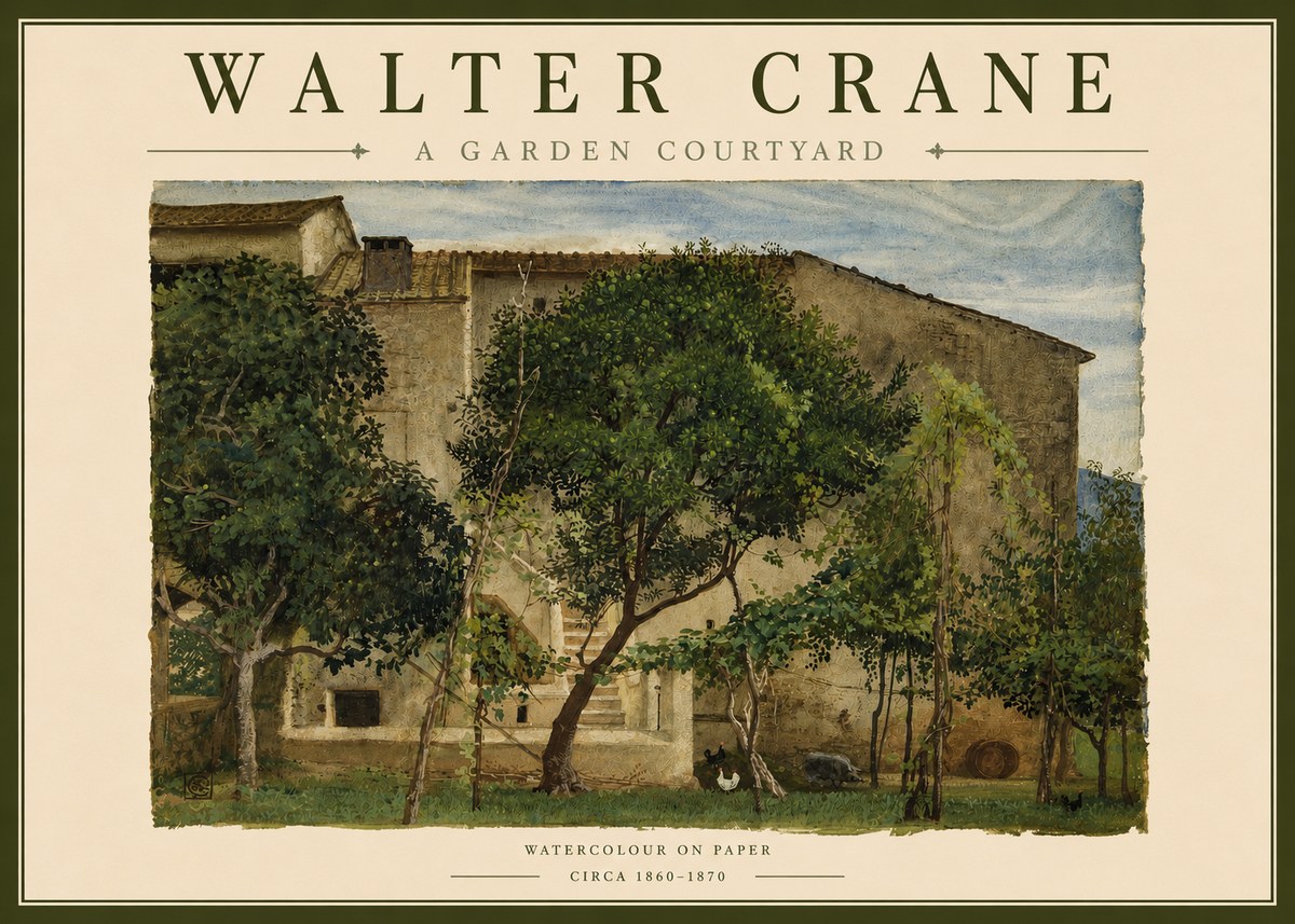 Walter Crane A Garden Courtyard No3 - Póster
