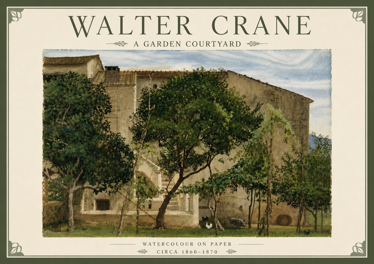Walter Crane A Garden Courtyard No6 - Póster