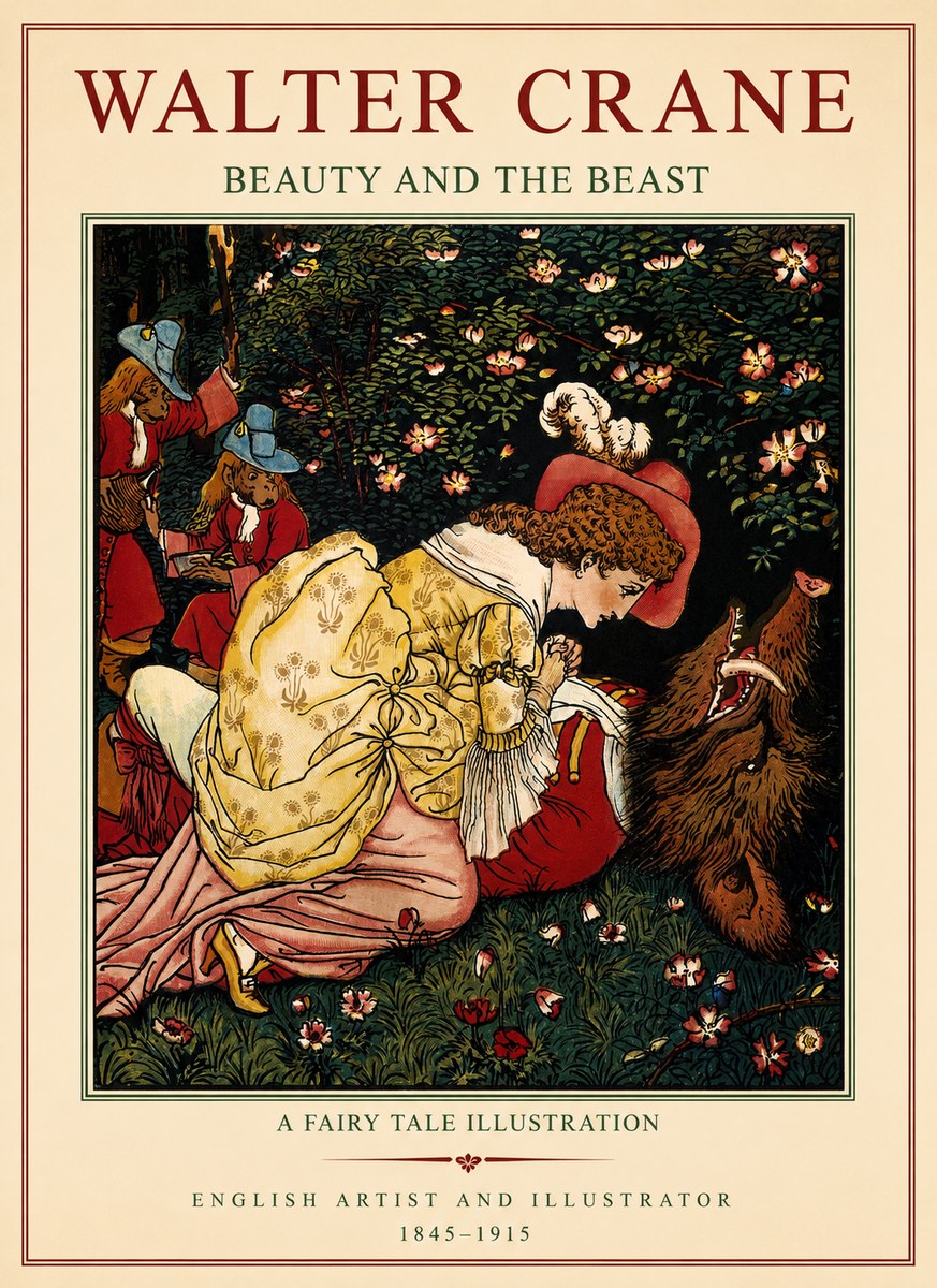 Walter Crane Beauty and the Beast No1 - Póster