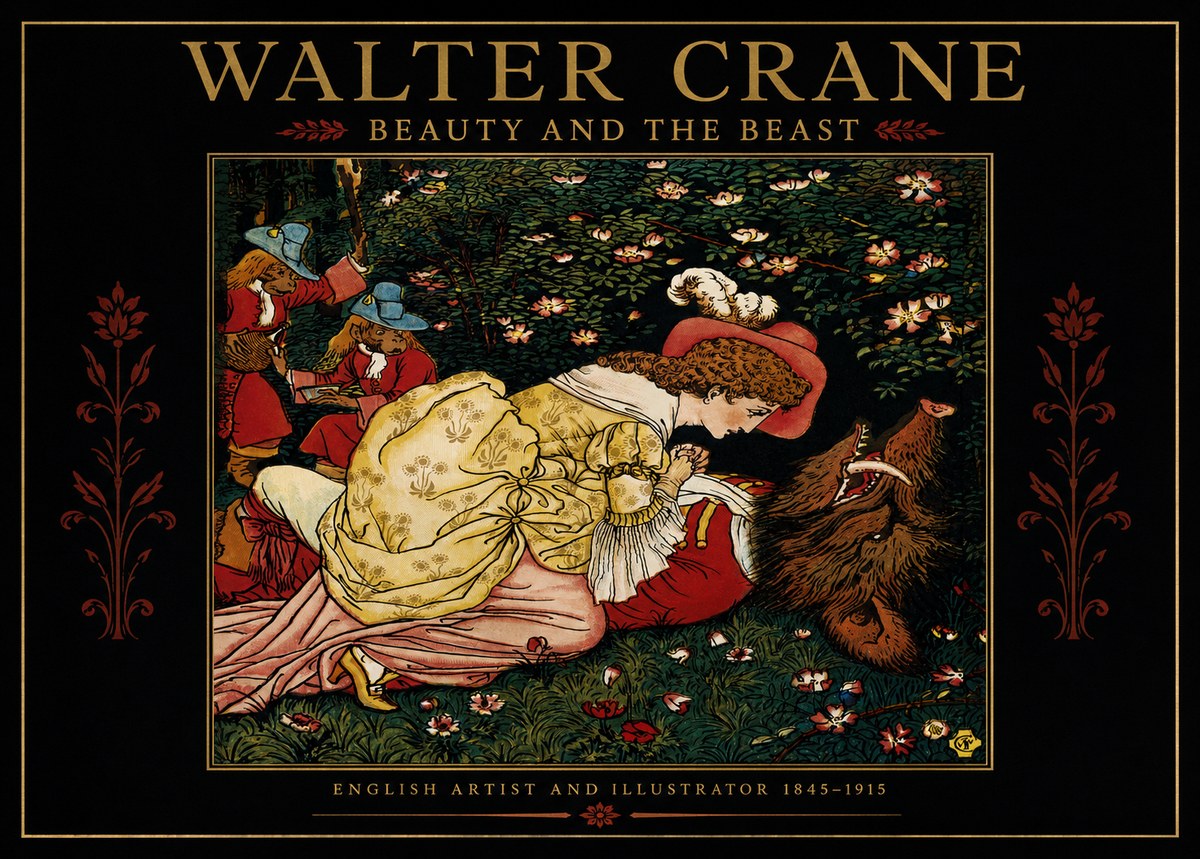 Walter Crane Beauty and the Beast No2 - Póster