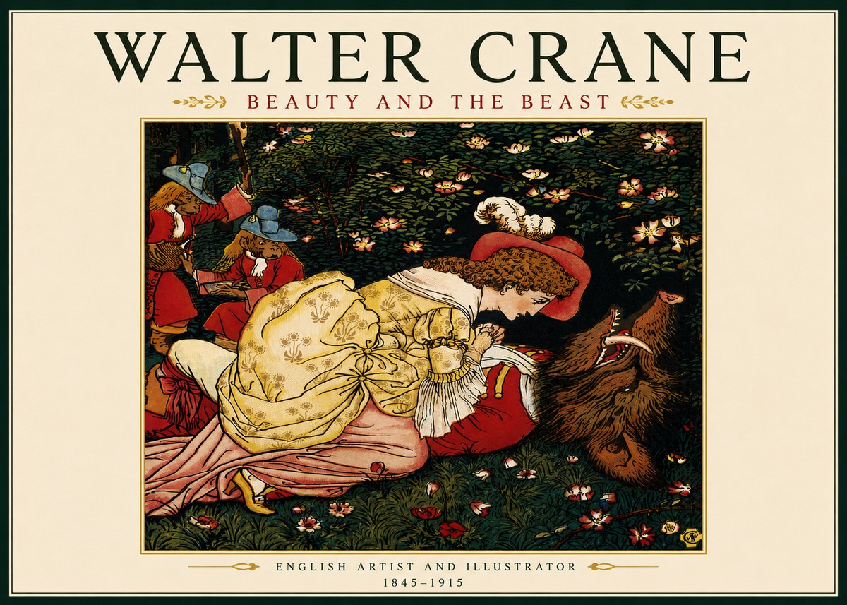 Walter Crane Beauty and the Beast No3 - Póster