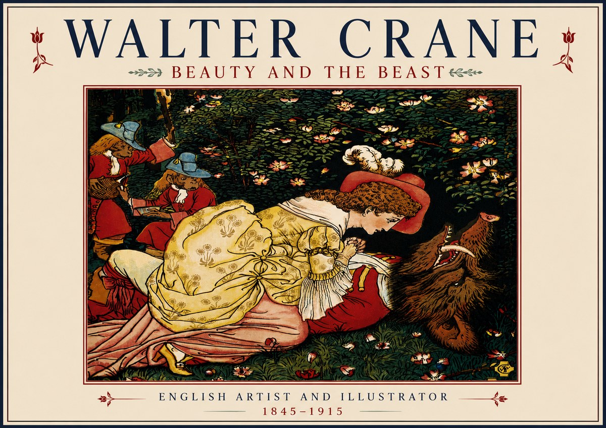 Walter Crane Beauty and the Beast No5 - Póster