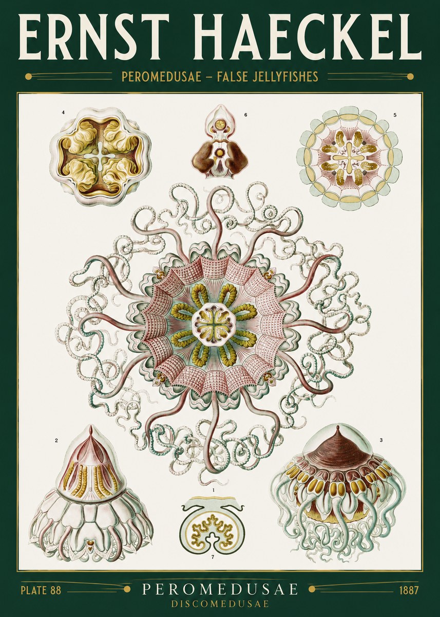 Ernst Haeckel Peromedusae – Discomedusae No2 - Póster