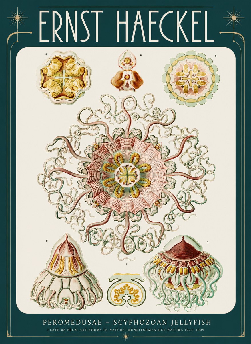 Ernst Haeckel Peromedusae – Discomedusae No4 - Póster