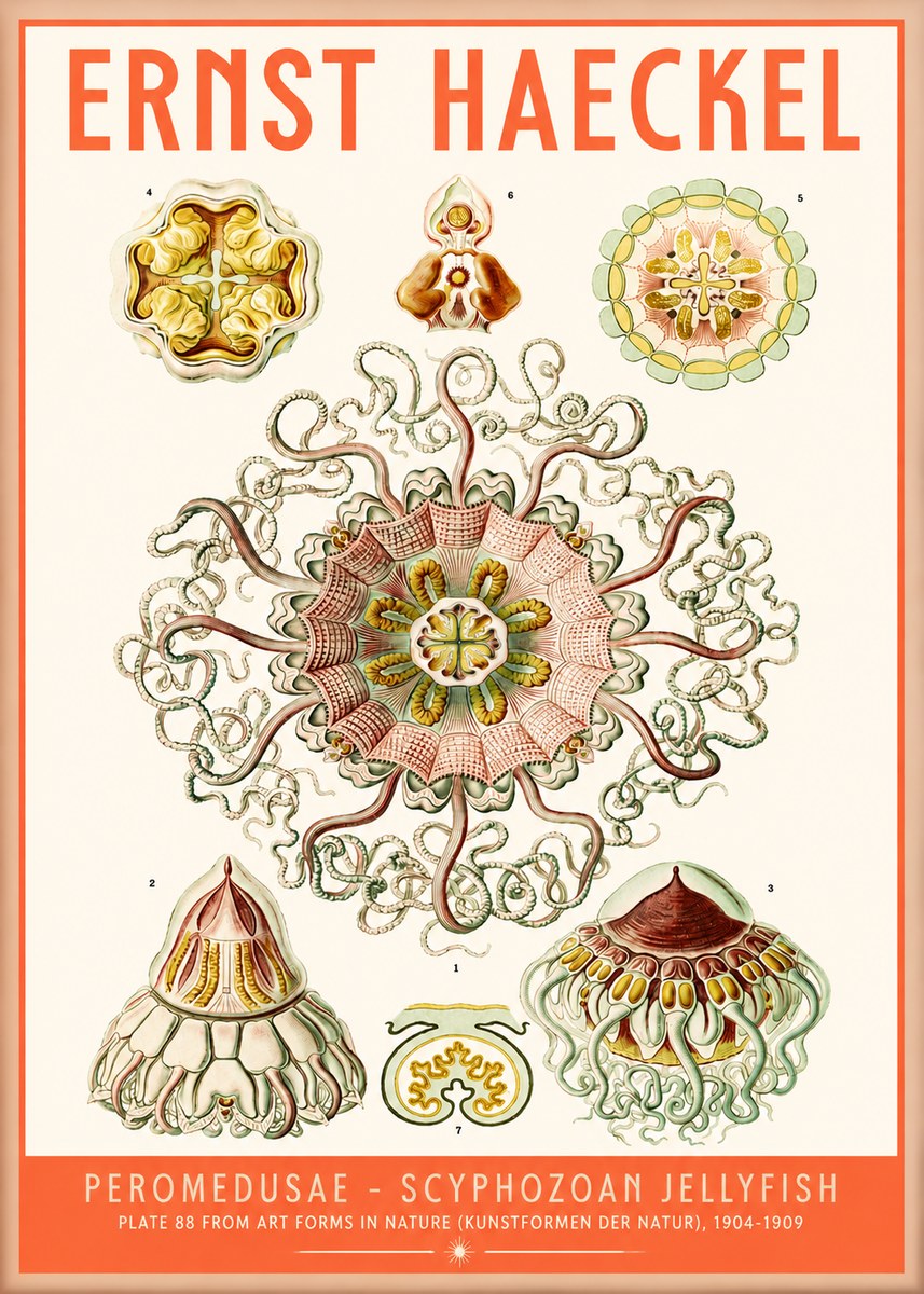 Ernst Haeckel Peromedusae – Discomedusae No5 - Póster
