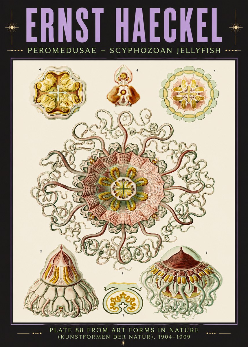Ernst Haeckel Peromedusae – Discomedusae No6 - Póster