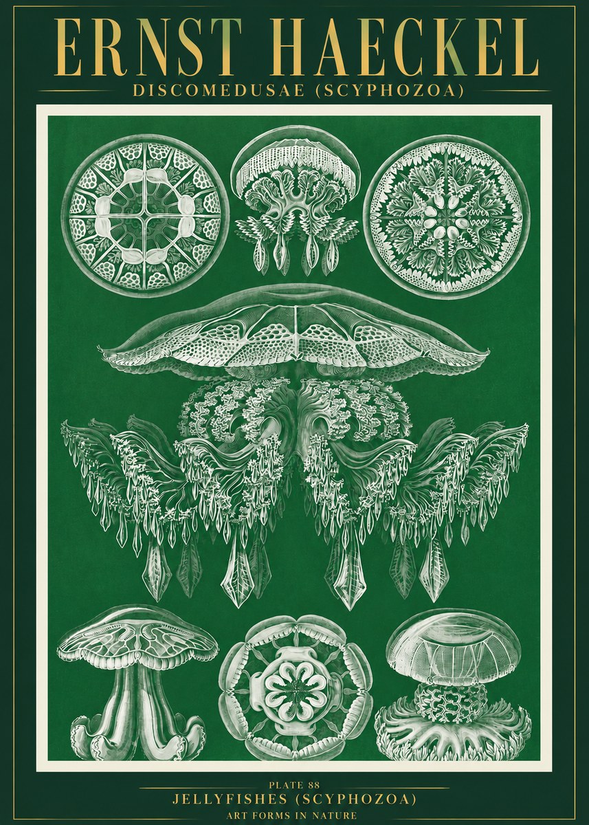 Ernst Haeckel Discomedusae (Scyphozoa) Plate 88 No3 - Póster