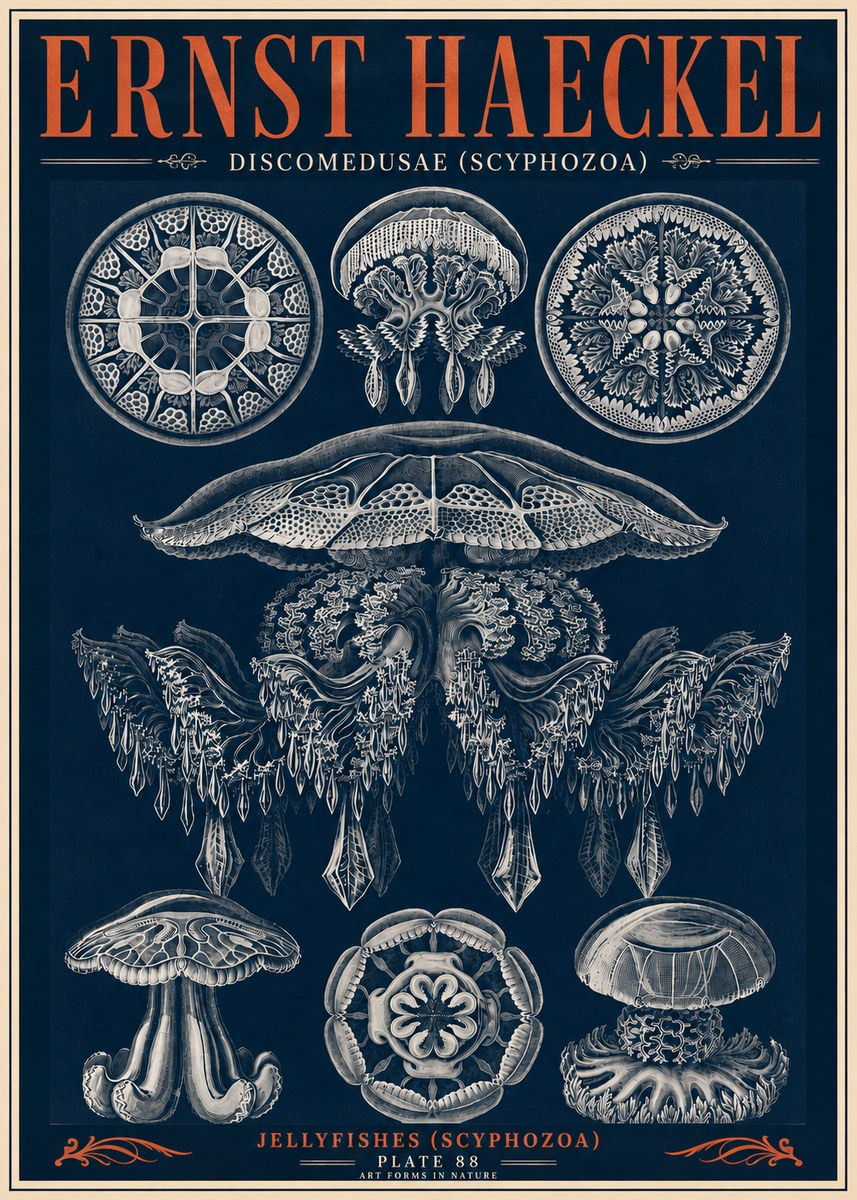 Ernst Haeckel Discomedusae (Scyphozoa) Plate 88 No6 - Póster