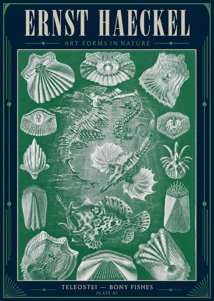Ernst Haeckel Teleostei - Bony Fishes No4 - Póster
