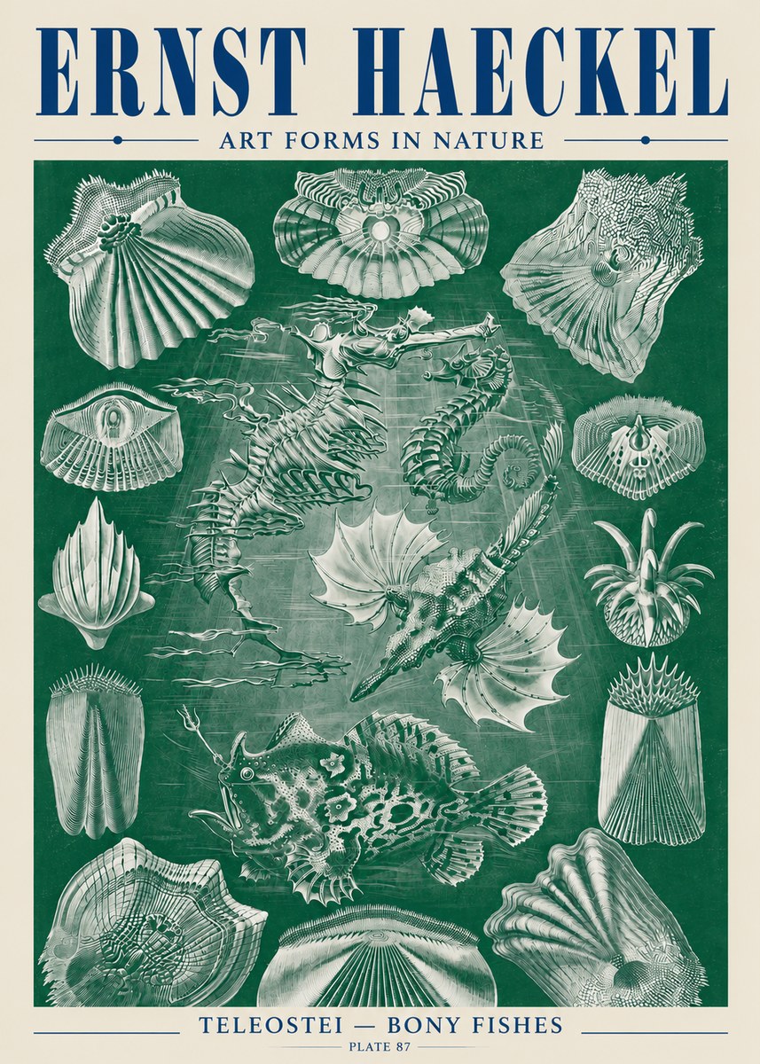 Ernst Haeckel Teleostei - Bony Fishes No5 - Póster