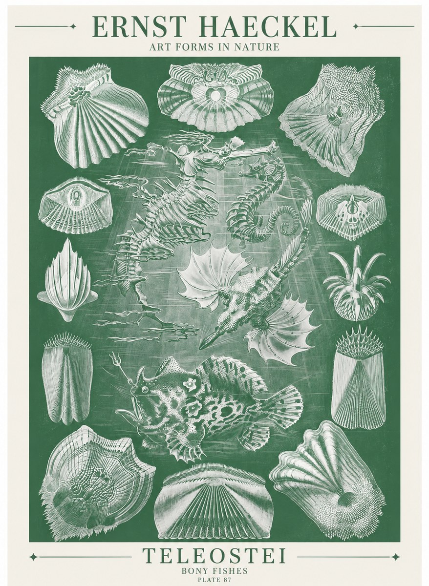 Ernst Haeckel Teleostei - Bony Fishes No6 - Póster