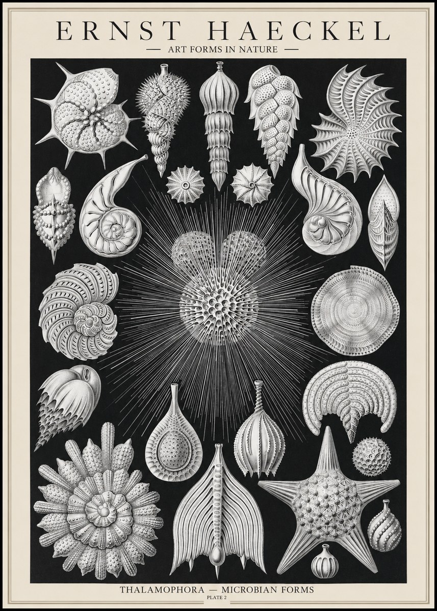 Ernst Haeckel Thalamophora - Microbian Forms - Plate 2 No1 - Póster