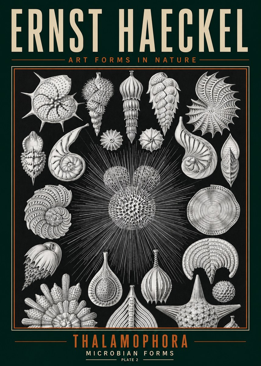 Ernst Haeckel Thalamophora - Microbian Forms - Plate 2 No3 - Póster