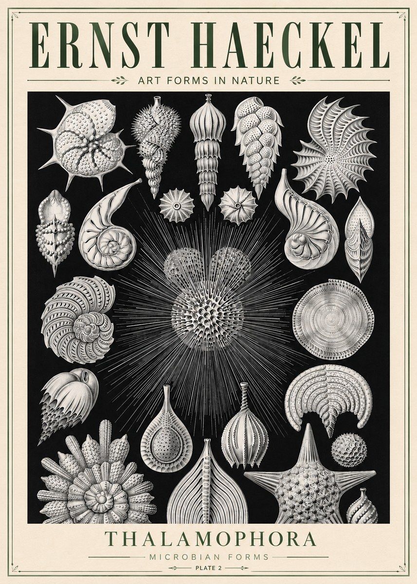 Ernst Haeckel Thalamophora - Microbian Forms - Plate 2 No5 - Póster
