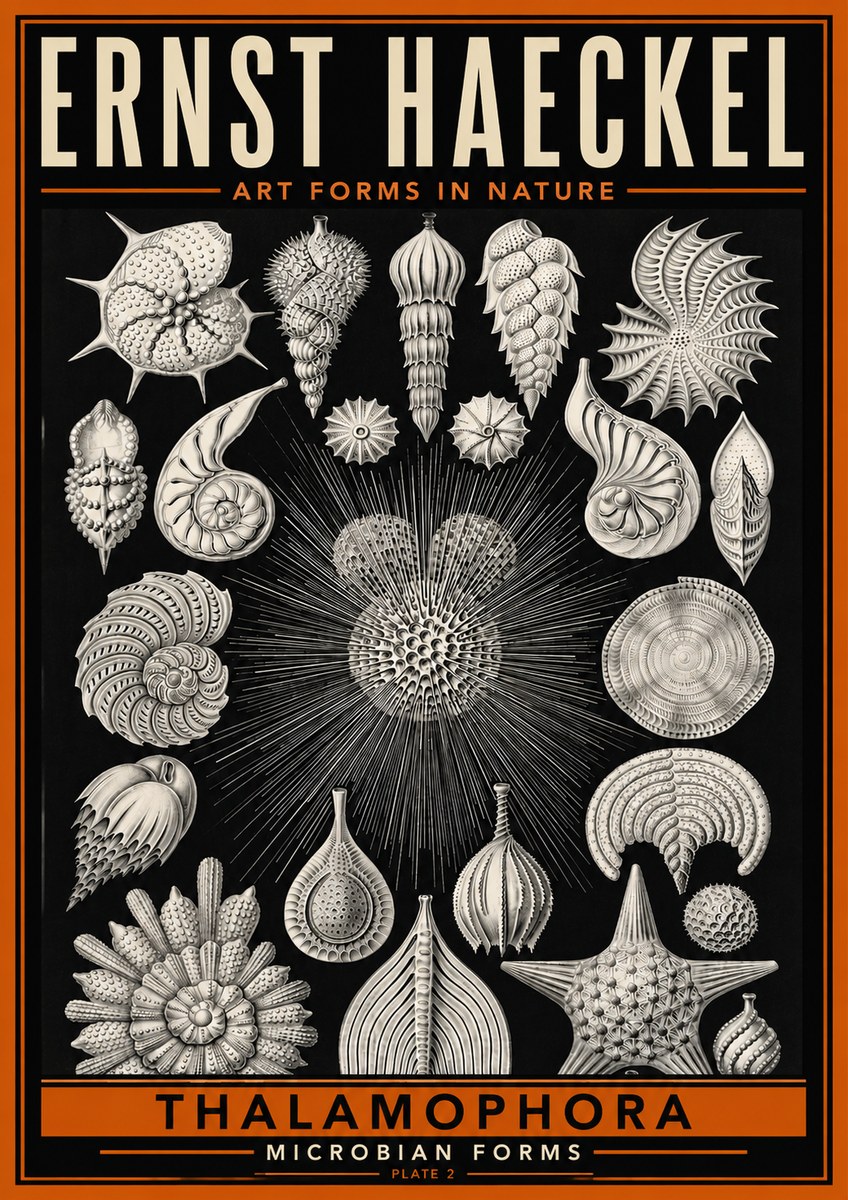 Ernst Haeckel Thalamophora - Microbian Forms - Plate 2 No6 - Póster