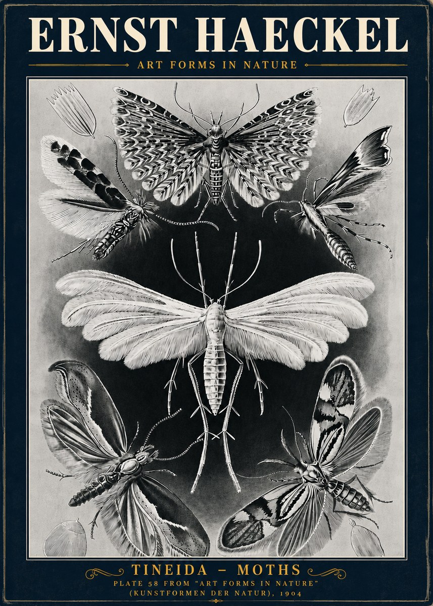 Ernst Haeckel Tineida - Moths No5 - Póster